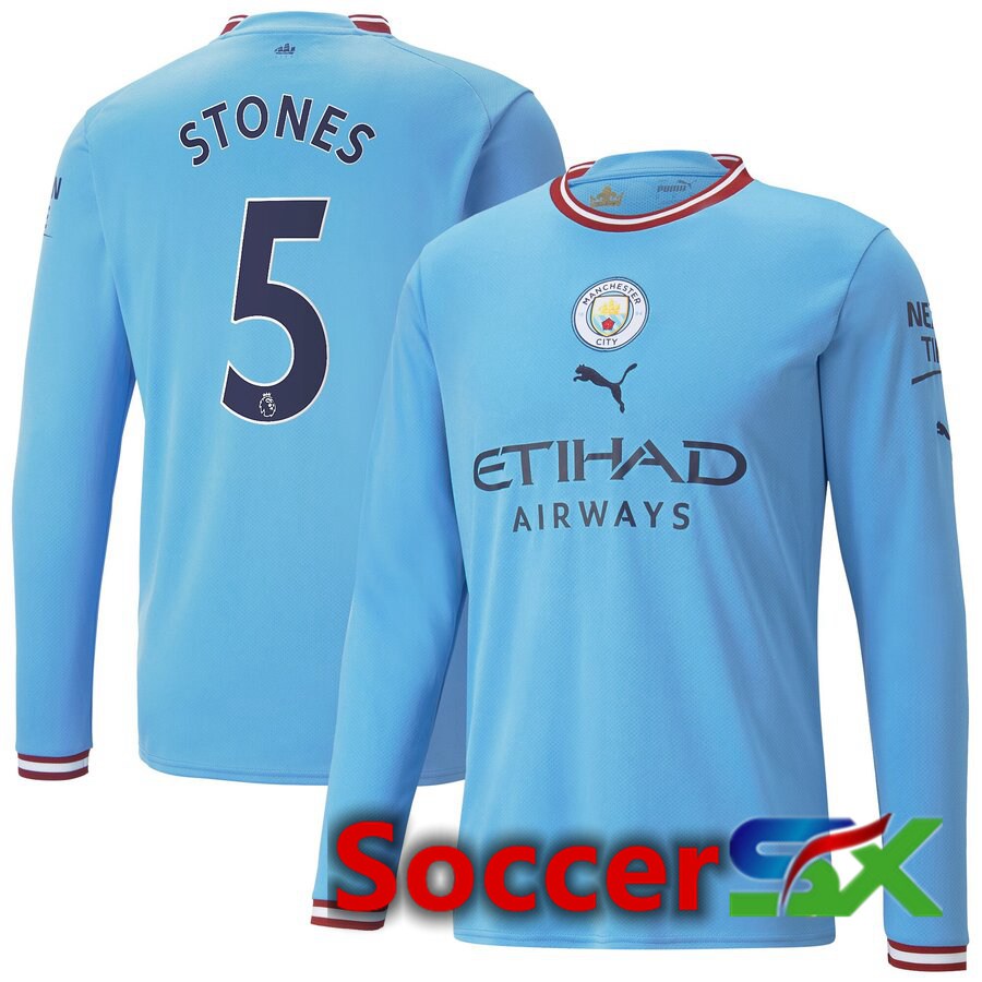 Manchester City（STONES 5）Home Jersey Long sleeve 2022/2023