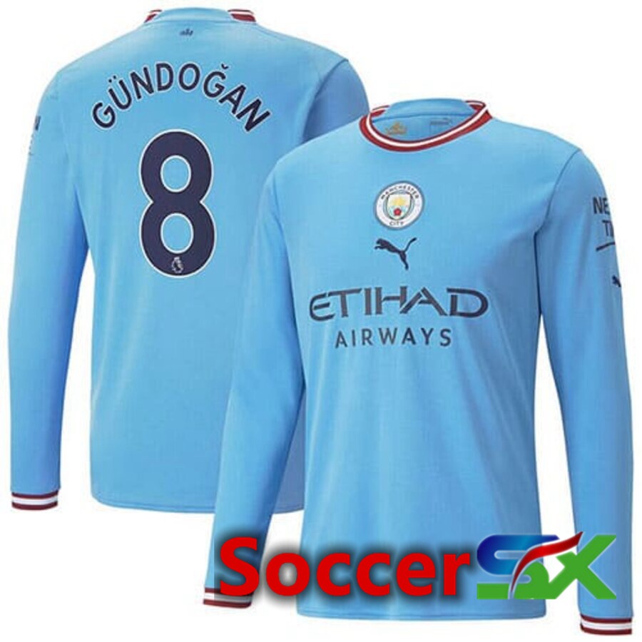 Manchester City（GUNDOGAN 8）Home Jersey Long sleeve 2022/2023